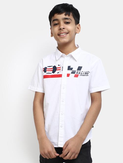 boys white printed shirt - 19912786 - Very Small Image - 1
