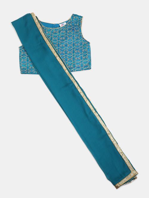 blue cotton plain saree - 19912852 - Very Small Image - 1