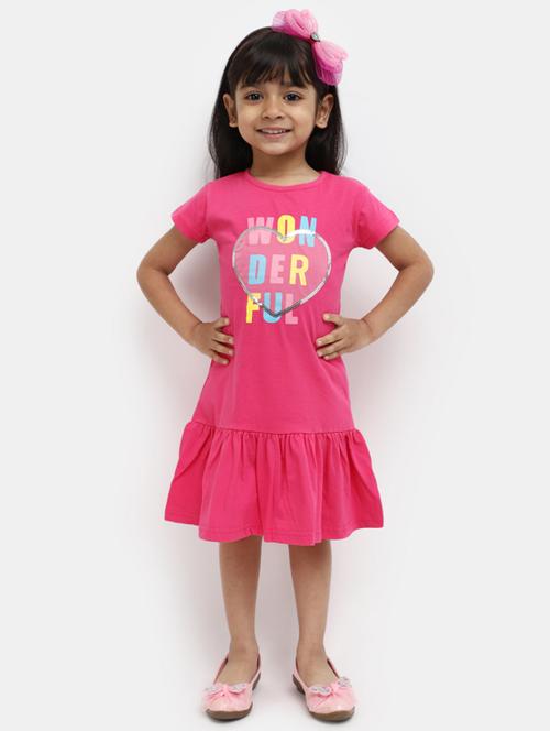 girls round neck short sleeves frock - 19912859 - Very Small Image - 1