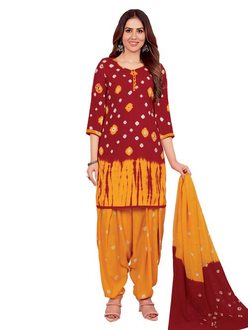 printed unstitched patiyala suit set - 19912916 - Very Small Image - 1
