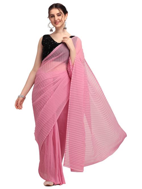 self designed plain saree with blouse - 19912989 - Very Small Image - 1