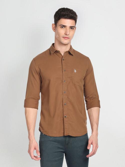 yellow cotton blend casual shirt - 19913475 - Very Small Image - 1