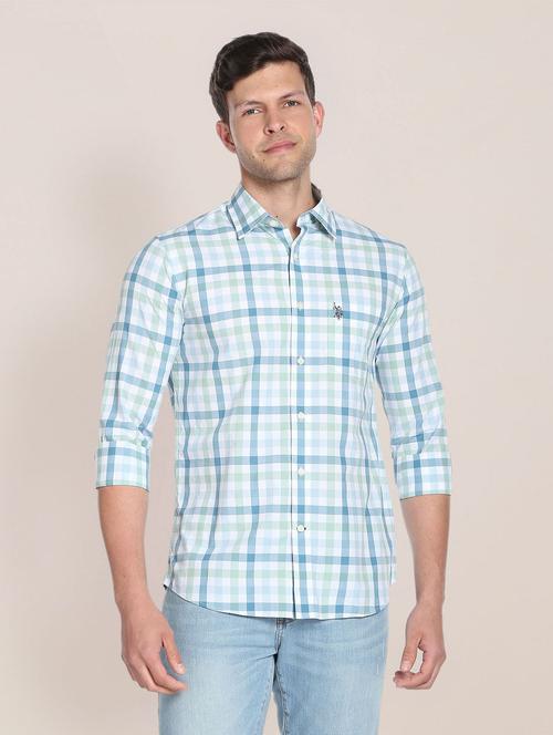 green cotton casual shirt - 19913536 - Very Small Image - 1