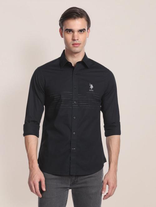 black cotton casual shirt - 19913543 - Very Small Image - 1