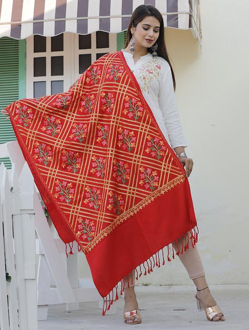 red wool shawl - 19913773 - Very Small Image - 1