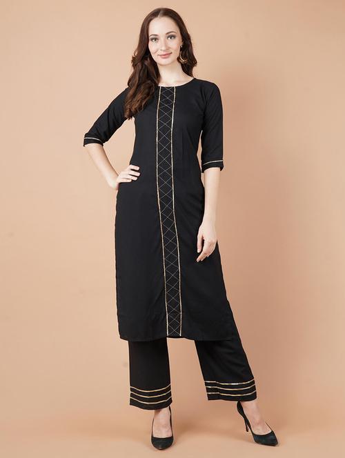 self design kurta palazzo set - 19913807 - Very Small Image - 1