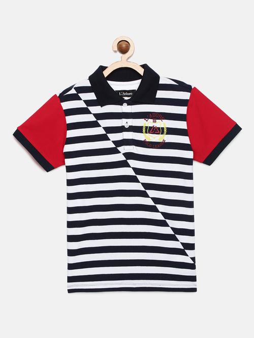 boys striped cotton polo t-shirt - 19914532 - Very Small Image - 1