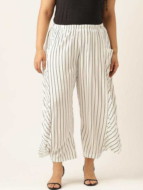 therebelinme women striped cowl styled trousers - 19914970 - Very Small Image - 1