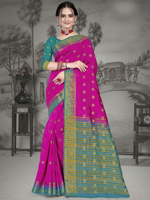 zari woven saree with blouse - 19915033 - Very Small Image - 1