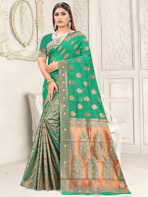 zari woven saree with blouse - 19915035 - Very Small Image - 1