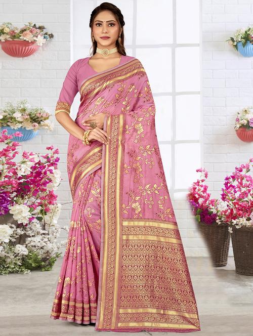 zari woven saree with blouse - 19915075 - Very Small Image - 1