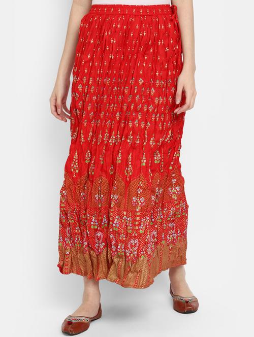 red printed flared maxi skirt - 19915927 - Very Small Image - 1