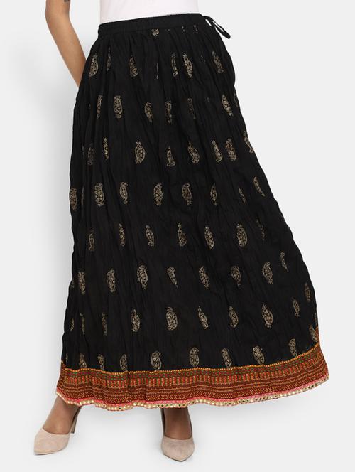 black printed flared maxi skirt - 19915930 - Very Small Image - 1