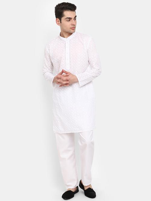 embroidered cotton kurta pyjama set - 19915963 - Very Small Image - 1