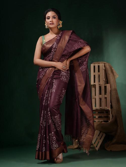 women printed bordered saree with blouse - 19916913 - Very Small Image - 1