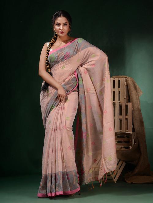 women's self design rosewater colored saree with blouse - 19916931 - Very Small Image - 1