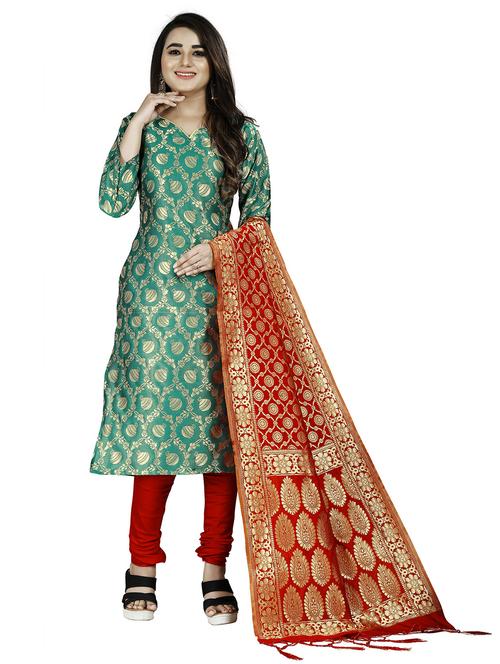 self design churidaar unstitched suit set - 19917530 - Very Small Image - 1