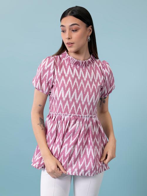 women's peplum mock neck top - 19918100 - Very Small Image - 1