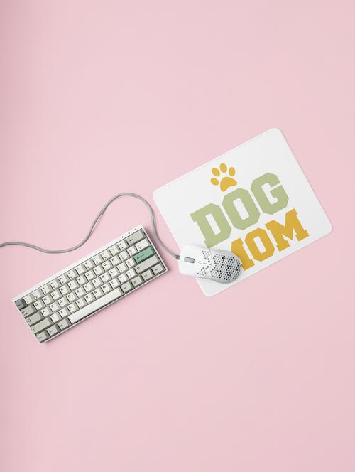 dog mom light green and yellow text-printed mousepads for pet lovers(20cm x 18cm) - 19918767 - Very Small Image - 1