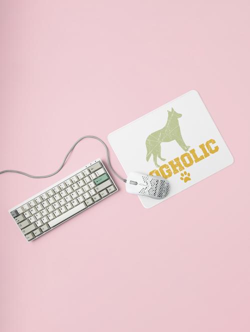 dogholic yellow text -printed mousepads for pet lovers(20cm x 18cm) - 19918821 - Very Small Image - 1