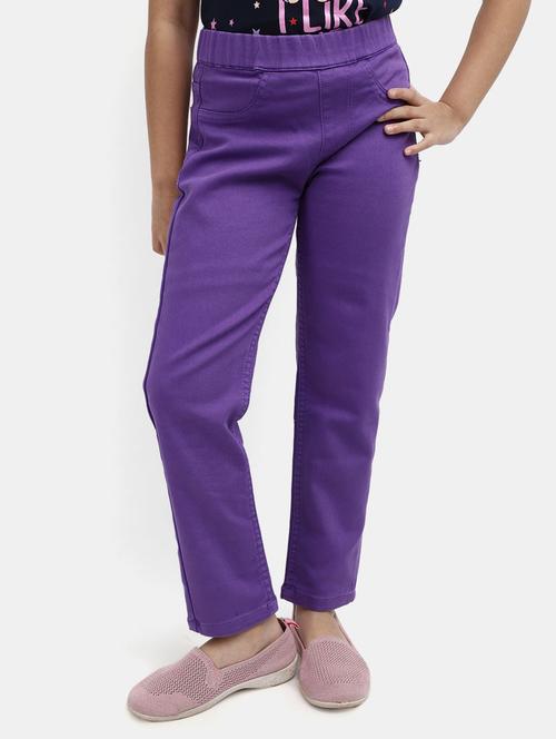 girls purple solid cotton jeggings - 19919451 - Very Small Image - 1
