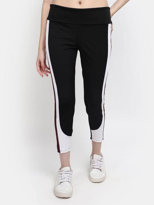 black color blocked ankle length tight - 19919491 - Very Small Image - 1