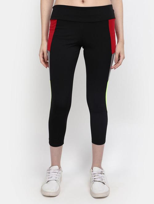 black color blocked ankle length tight - 19919494 - Very Small Image - 1