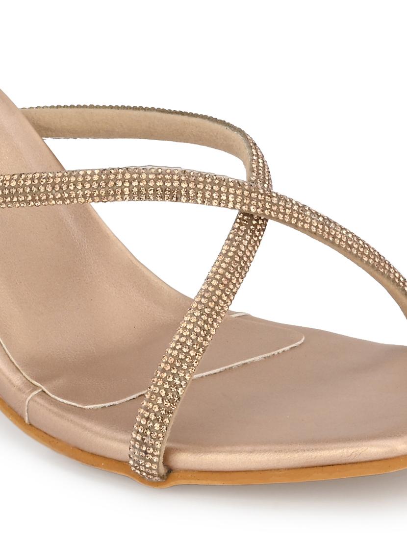 gold solid kitten heel sandal - 19920003 - Standard Image - 4