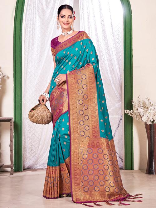 women's banarasi saree with blouse - 19925345 - Very Small Image - 1