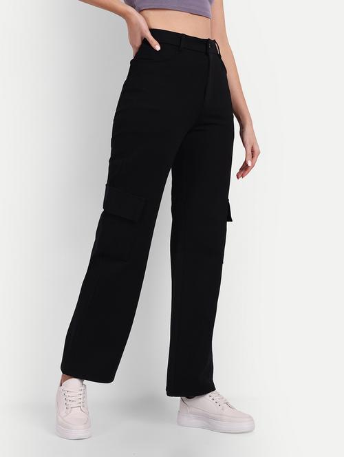 black solid cargo full length trouser - 19925599 - Very Small Image - 1
