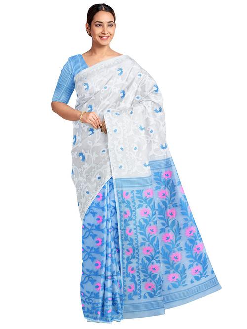 women self design jamdani saree with blouse - 19925795 - Very Small Image - 1