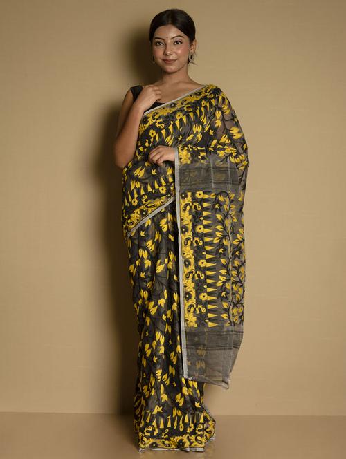 women's self design black colored saree with blouse - 19925832 - Very Small Image - 1