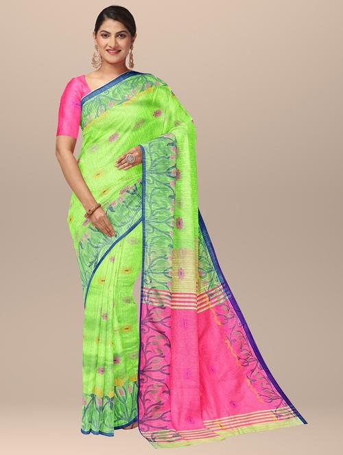 women's printed light green colored saree with blouse - 19925977 - Very Small Image - 1