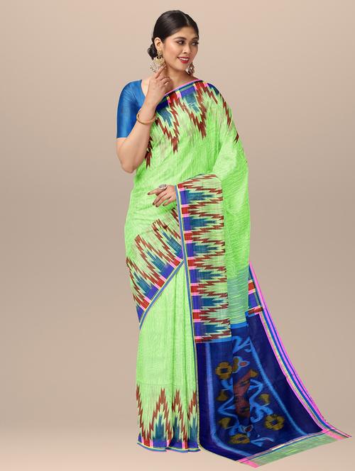 women's printed light green colored saree with blouse - 19925987 - Very Small Image - 1