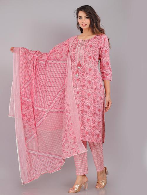 round neck printed kurta pant set - 19926915 - Very Small Image - 1