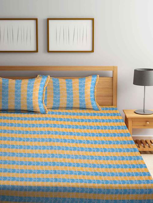 fabinaliv multicolor floral 100% cotton handwoven king size double bedcover with 2 pillow covers - 19926978 - Very Small Image - 1