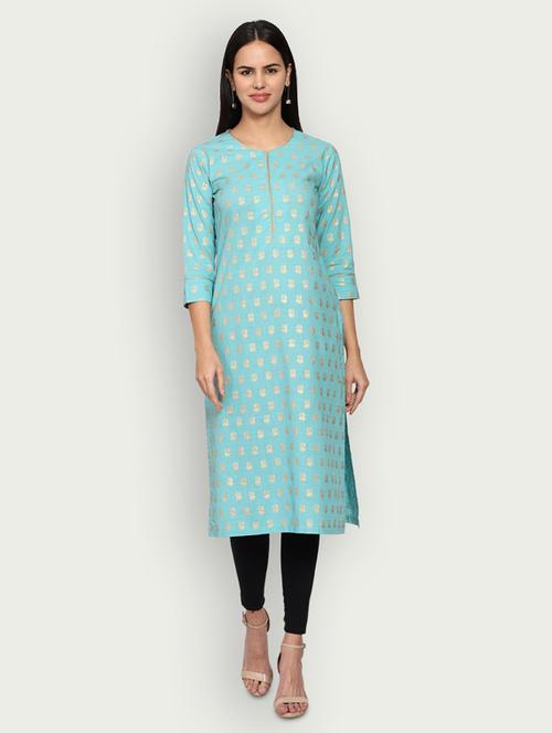 round neck solid straight kurta - 19928250 - Very Small Image - 1