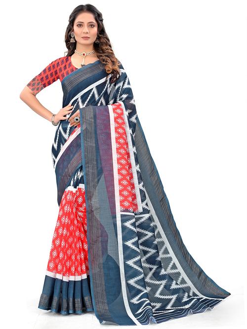 printed saree with blouse - 19937577 - Very Small Image - 1