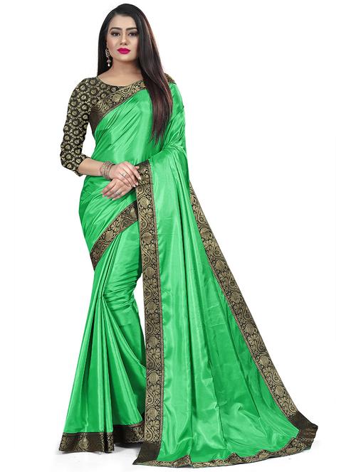 solid bordered saree with blouse  - 19937607 - Very Small Image - 1