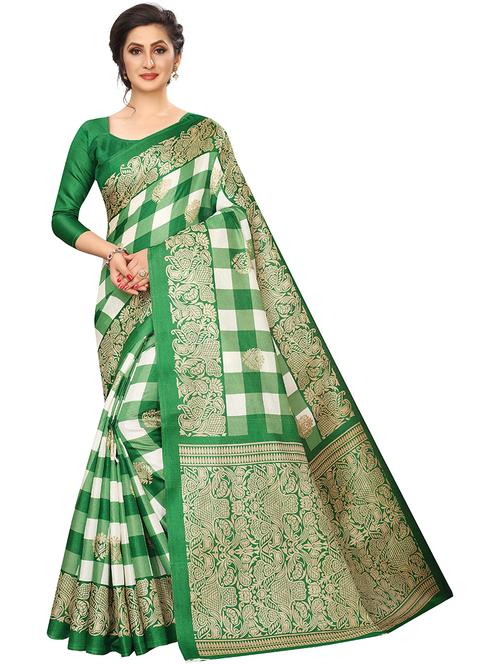 checkered woven saree with blouse - 19937691 - Very Small Image - 1