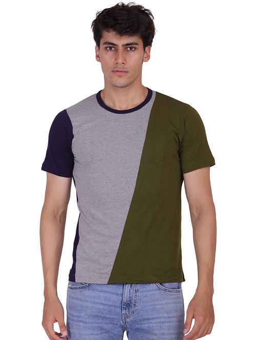 round neck color block regular t-shirt - 19938388 - Very Small Image - 1