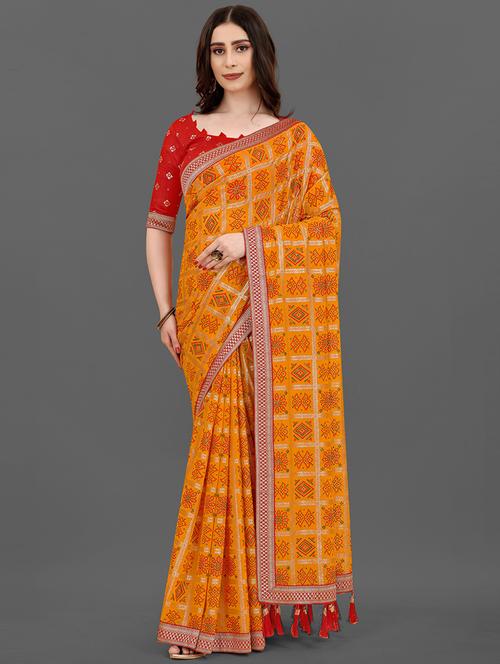 bandhani printed saree  with blouse - 19941005 - Very Small Image - 1