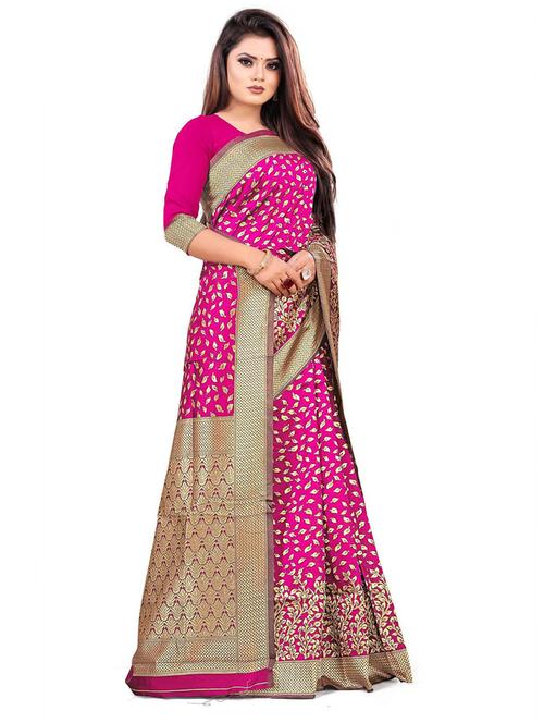 women's printed pink colored saree - 19941343 - Very Small Image - 1
