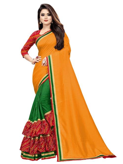 ruffle detailed half & half saree with blouse - 19941576 - Very Small Image - 1