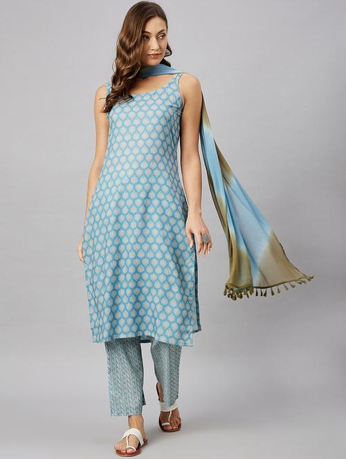 printed kurta pant set with dupatta   - 19941630 - Very Small Image - 1