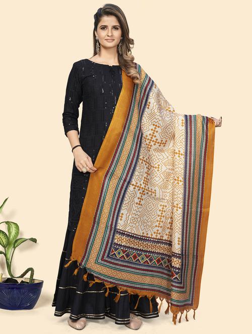 yellow art silk dupatta - 19942596 - Very Small Image - 1