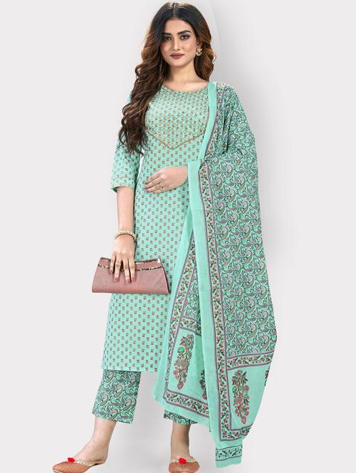 printed kurta dupatta set - 19942659 - Very Small Image - 1