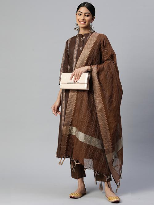 woven kurta dupatta set - 19942711 - Very Small Image - 1