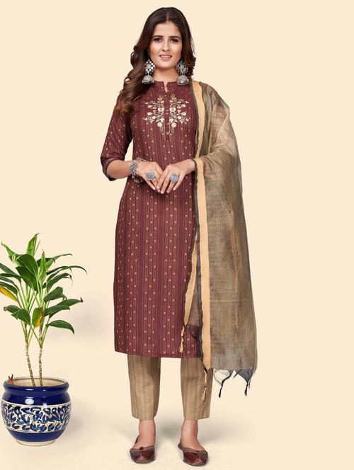 embroidered kurta dupatta set - 19942771 - Very Small Image - 1