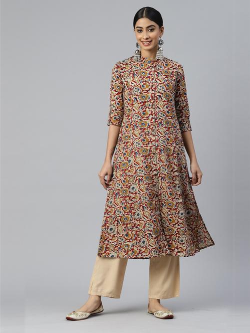 multi colored viscose aline kurta - 19943118 - Very Small Image - 1